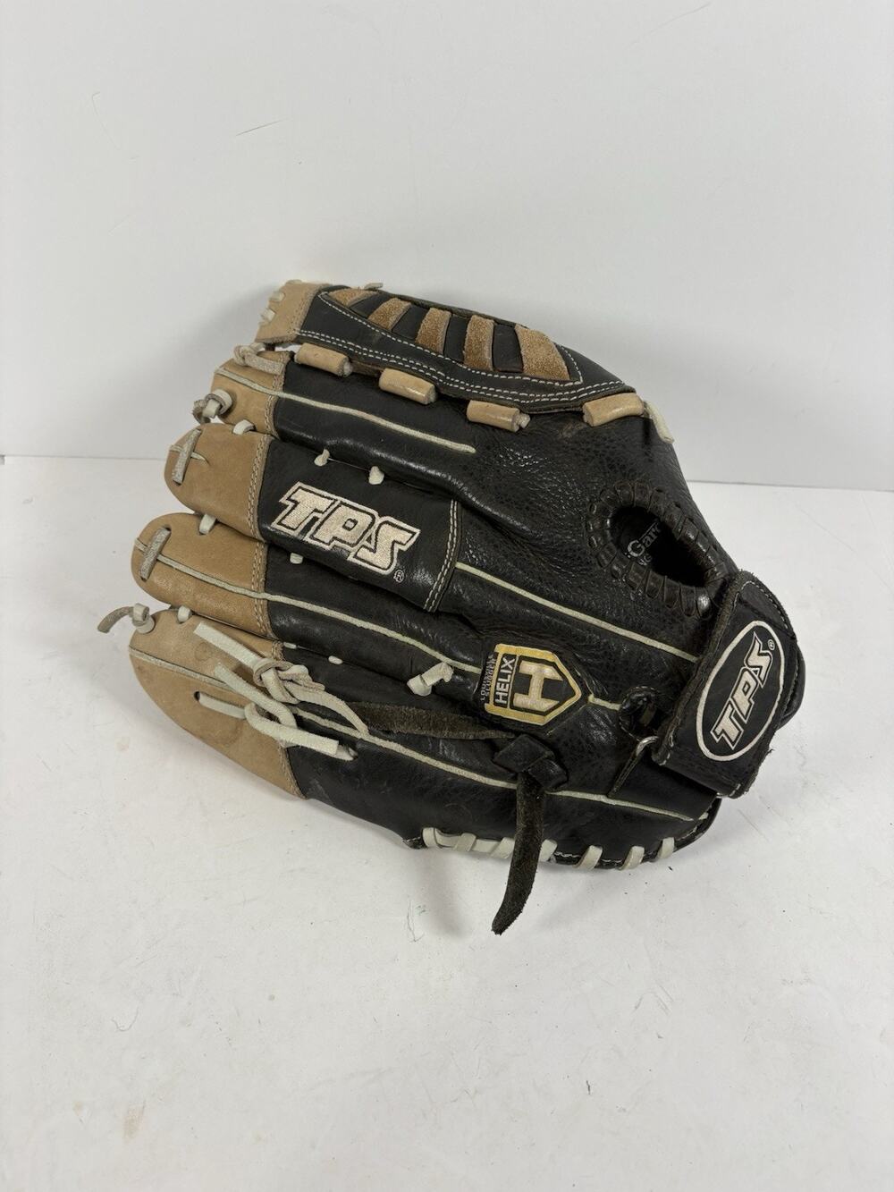 TPS Helix HSL3000 13” Leather Baseball Softball Glove RHT Black Tan